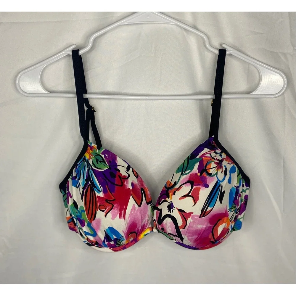 La Blanca Floral Underwire Bikini Top Multi Color Abstract‎ Womens 12